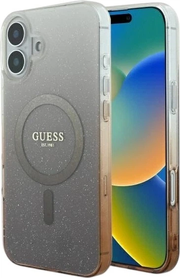 Etui Guess IML Glitter Gradient MagSafe do Apple iPhone 16 Plus Brown (GUHMP16MHGRCELW) - obraz 1