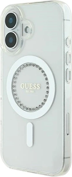 Etui Guess IML Rhinestones MagSafe do Apple iPhone 16 Plus White (GUHMP16MPFTDTEH) - obraz 3