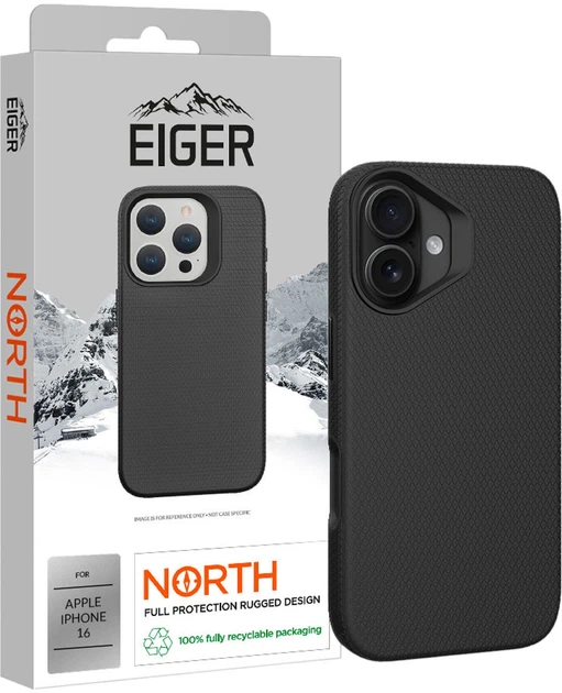 Etui plecki EIGER GRS North Case do Apple iPhone 16 Black (5055821777018) - obraz 2