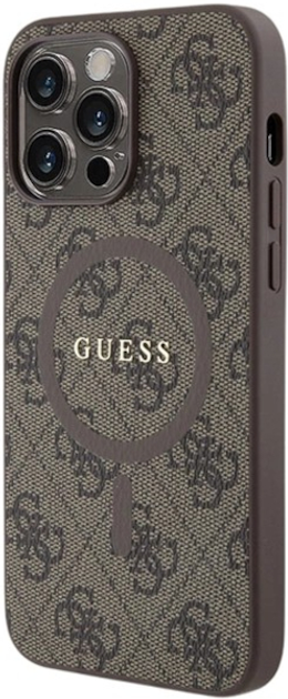 Панель Guess 4G Collection Leather Metal Logo MagSafe для Apple iPhone 13/13 Pro Brown (3666339226404) - зображення 3