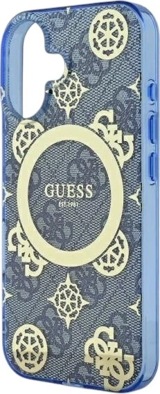 Панель Guess IML Peony On 4G Background MagSafe для Apple iPhone 16 Blue (GUHMP16SH4PYEEB) - зображення 6