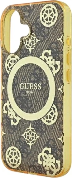 Etui Guess IML Peony On 4G Background MagSafe do Apple iPhone 16 Brown (GUHMP16SH4PYEEW) - obraz 6