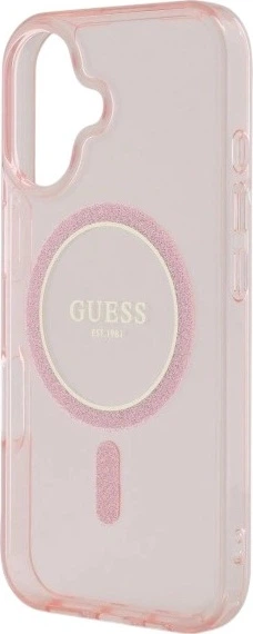 Etui Guess IML Glitter Circle MagSafe do Apple iPhone 16 Pink (GUHMP16SHFGEREP) - obraz 6