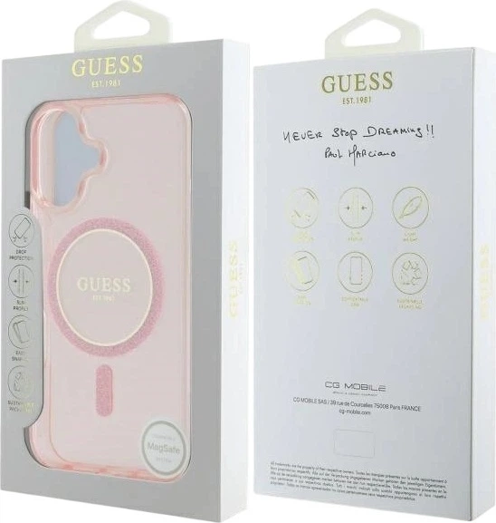 Etui Guess IML Glitter Circle MagSafe do Apple iPhone 16 Pink (GUHMP16SHFGEREP) - obraz 8