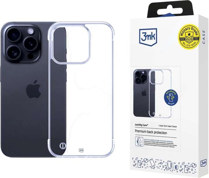 Etui plecki 3MK Just20g Clear Case do Apple iPhone 15 Pro Max Clear (5903108609463) - obraz 2