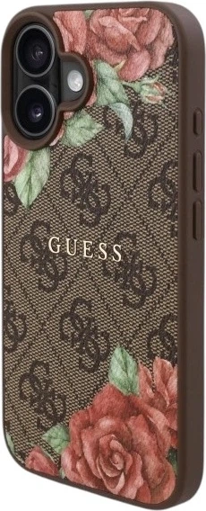 Etui Guess 4G Flowers Print MagSafe do Apple iPhone 16 Brown (GUHMP16SP4ROPEMCW) - obraz 3