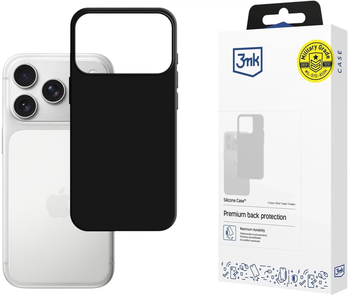 Etui plecki 3MK Silicone Case do Apple iPhone 17 Pro Max Black (5903108665001) - obraz 2