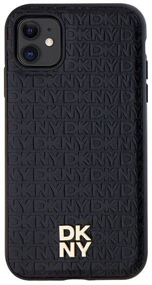 Панель DKNY Leather Monogram Pattern Metal Logo MagSafe для Apple iPhone 11 / Xr Black (3666339261412) - зображення 3