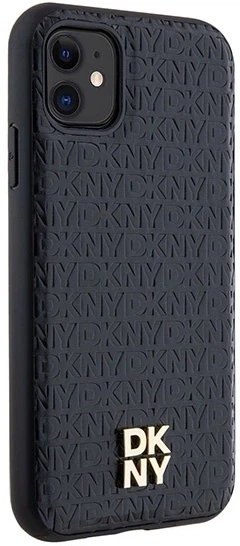 Панель DKNY Leather Monogram Pattern Metal Logo MagSafe для Apple iPhone 11 / Xr Black (3666339261412) - зображення 4