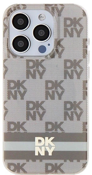Etui DKNY IML Checkered Mono Pattern & Printed Stripes MagSafe do Apple iPhone 13/13 Pro Beige (3666339269432) - obraz 3