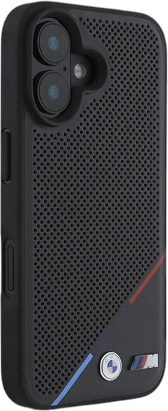 Etui plecki BMW M Perforated Tricolor Line MagSafe do Apple iPhone 16 Black (BMHMP16S23PUPDK) - obraz 4