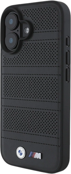 Etui plecki BMW M Perforated And Stitched Line MagSafe do Apple iPhone 16 Black (BMHMP16S23PUSPK) - obraz 2