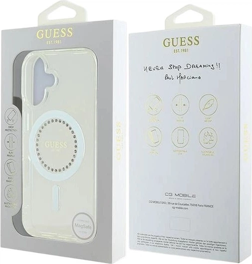 Etui Guess IML Rhinestones MagSafe do Apple iPhone 16 White (GUHMP16SPFTDTEH) - obraz 8