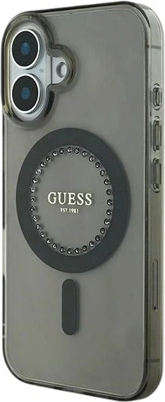 Etui Guess IML Rhinestones MagSafe do Apple iPhone 16 Black (GUHMP16SPFTDTEK) - obraz 3