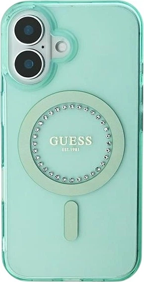 Etui Guess IML Rhinestones MagSafe do Apple iPhone 16 Green (GUHMP16SPFTDTEN) - obraz 2