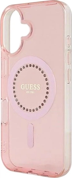 Etui Guess IML Rhinestones MagSafe do Apple iPhone 16 Pink (GUHMP16SPFTDTEP) - obraz 6