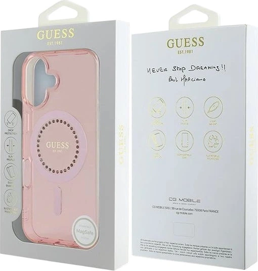 Etui Guess IML Rhinestones MagSafe do Apple iPhone 16 Pink (GUHMP16SPFTDTEP) - obraz 8