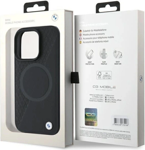 Etui plecki BMW Sign Leather Half Textured And Circle MagSafe do Apple iPhone 16 Pro Max Black (BMHMP16X23RTPK) - obraz 8