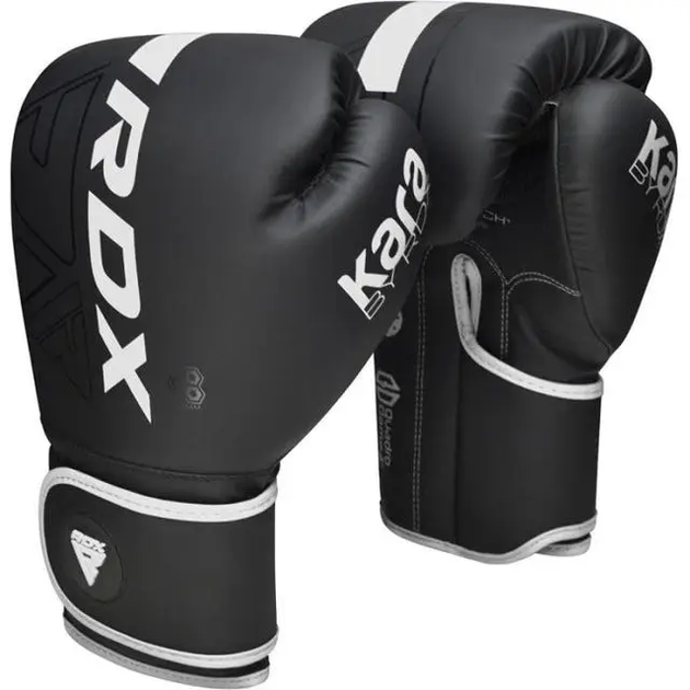 Рукавички боксерські з капою RDX F6 Kara Matte розмір 10 унцій, чорно-білі - Фото 9 Рукавички боксерські з капою RDX F6 Kara Matte розмір 10 унцій, чорно-білі - изображение 9