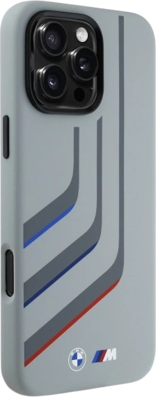 Etui plecki BMW Silicone Turning Lines MagSafe do Apple iPhone 16 Pro Max Gray (BMHMP16X23SLIG) - obraz 4