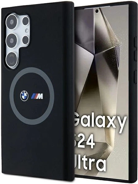 Etui plecki BMW M Silicone Printed Ring MagSafe do Samsung Galaxy S24 Ultra Black (BMHMS24L23SROK) - obraz 1