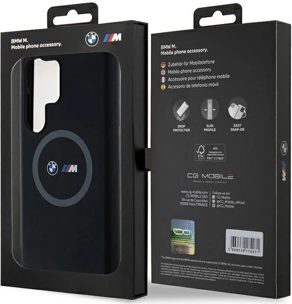 Etui plecki BMW M Silicone Printed Ring MagSafe do Samsung Galaxy S24 Ultra Black (BMHMS24L23SROK) - obraz 8