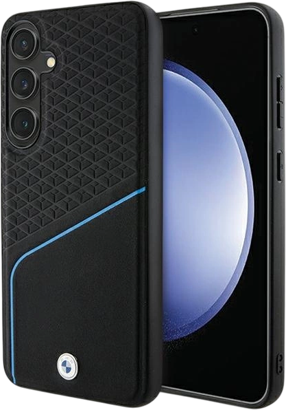 Etui plecki BMW Signature Leather Textured & Line MagSafe do Samsung Galaxy S24 Plus Black (BMHMS24M23RDCLK) - obraz 1