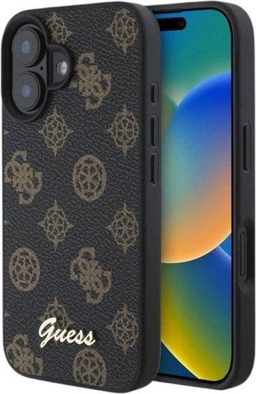 Etui Guess Peony Script MagSafe do Apple iPhone 16 Black (GUHMP16SPGPYSK) - obraz 1