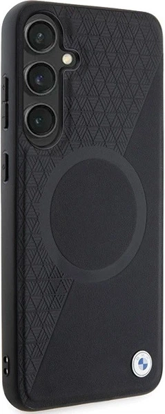 Etui plecki BMW Signature Leather Half Textured & Circle MagSafe do Samsung Galaxy S24 Black (BMHMS24S23RTPK) - obraz 4