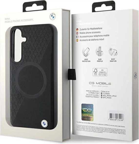 Etui plecki BMW Signature Leather Half Textured & Circle MagSafe do Samsung Galaxy S24 Black (BMHMS24S23RTPK) - obraz 8