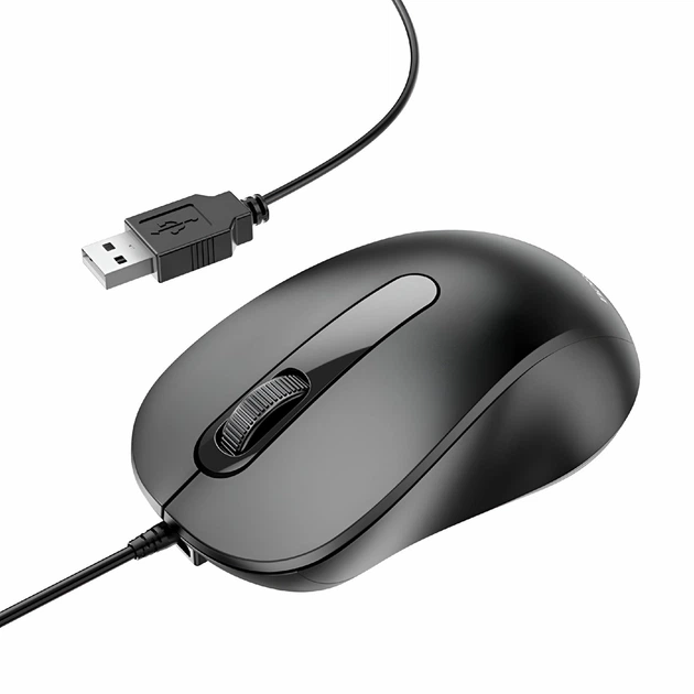 Проводная офисная мышь BOROFONE BG4 USB черная - Фото 1 Проводная офисная мышь BOROFONE BG4 USB черная - изображение 1