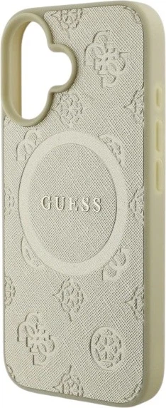 Etui Guess Saffiano Peony Classic Logo MagSafe do Apple iPhone 16 Gold (GUHMP16SPSAPSMED) - obraz 6