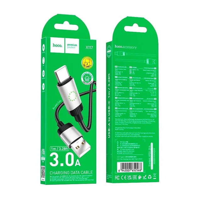 Кабель HOCO Type-C Star charging data cable X117 |1m, 3A| - изображение 2