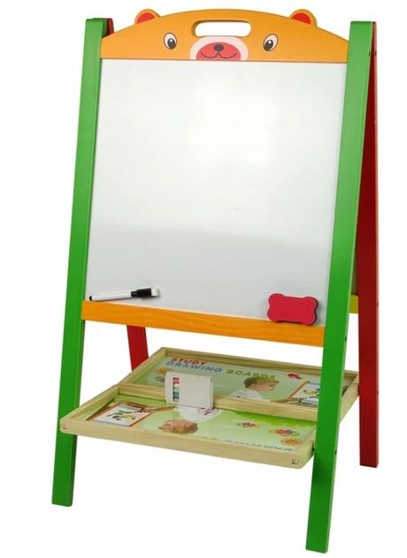 Tablica magnetyczna drewniana do rysowania LEAN Toys 2w1 Magnesy Pisak Liczby Działania Słowa (5904665990520) - obraz 2