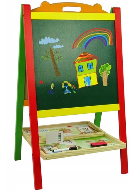 Tablica magnetyczna drewniana do rysowania LEAN Toys 2w1 Magnesy Pisak Liczby Działania Słowa (5904665990520) - obraz 3