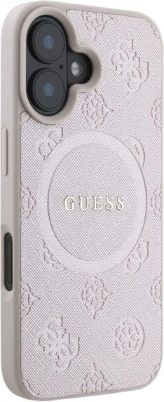 Etui Guess Saffiano Peony Classic Logo MagSafe do Apple iPhone 16 Pink (GUHMP16SPSAPSMEP) - obraz 4