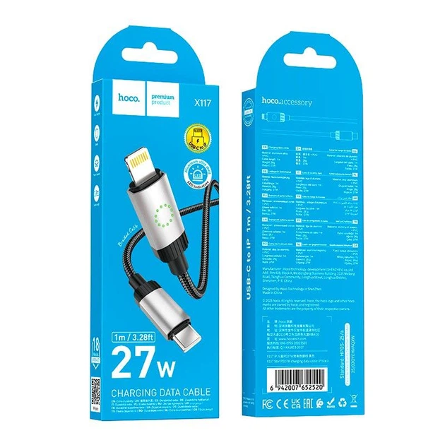 Кабель HOCO Type-C to Lightning Star PD charging data cable X117 |1m, 27W| - Фото 2 Кабель HOCO Type-C to Lightning Star PD charging data cable X117 |1m, 27W| - изображение 2