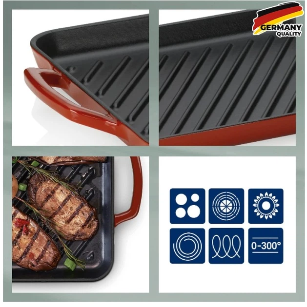 Patelnia grillowa Kela Calido żeliwna czerwona 35 x 25 cm (4025457119392)  - obraz 2
