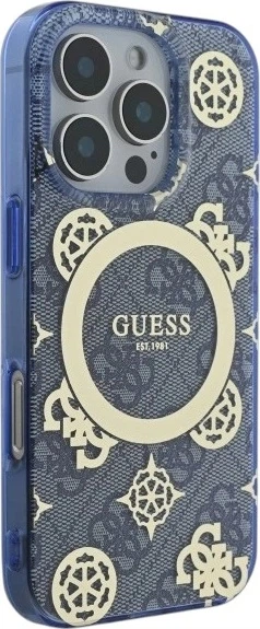 Etui Guess IML Peony On 4G Background MagSafe do Apple iPhone 16 Pro Max Blue (GUHMP16XH4PYEEB) - obraz 4