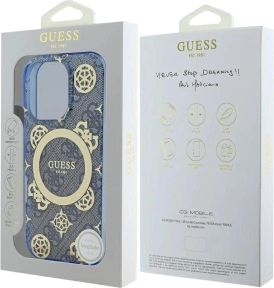 Etui Guess IML Peony On 4G Background MagSafe do Apple iPhone 16 Pro Max Blue (GUHMP16XH4PYEEB) - obraz 8
