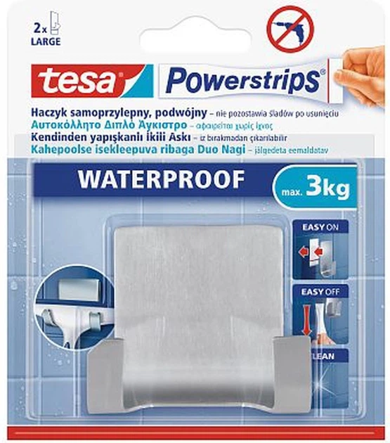 Podwójny haczyk TESA Powerstrips wodoodporny ze stali nierdzewnej (59710-00004-00) - obraz 2