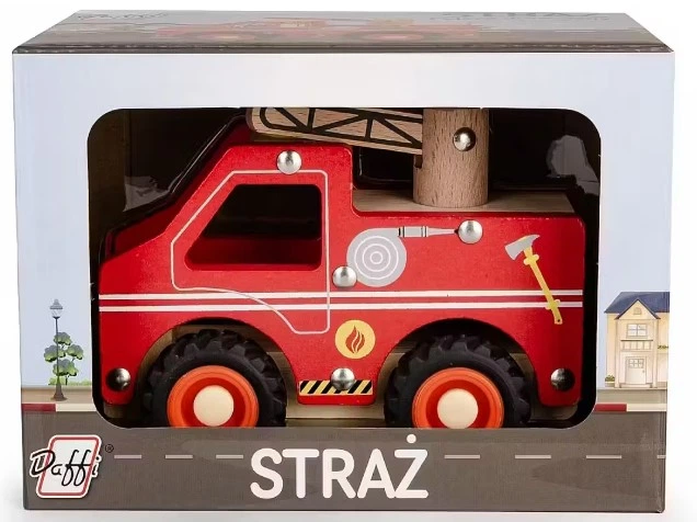 Автомобіль дерев'яний на колесах Platon Пожежна служба (5905422041387) - зображення 2