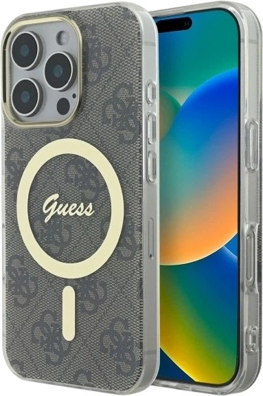 Etui Guess IML 4G MagSafe do Apple iPhone 16 Pro Max Brown (GUHMP16XH4STW) - obraz 1