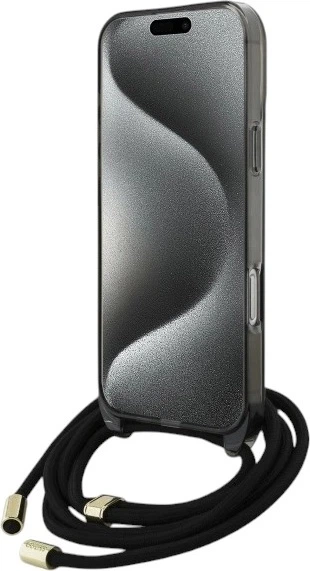 Etui Guess Crossbody Cord Script MagSafe do Apple iPhone 16 Pro Max Black (GUHMP16XHCTSGNSK) - obraz 4