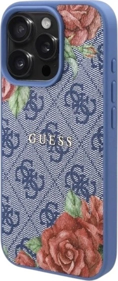 Etui Guess 4G Flowers Print MagSafe do Apple iPhone 16 Pro Max Blue (GUHMP16XP4ROPEMCB) - obraz 3