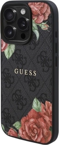 Etui Guess 4G Flowers Print MagSafe do Apple iPhone 16 Pro Max Black (GUHMP16XP4ROPEMCK) - obraz 3