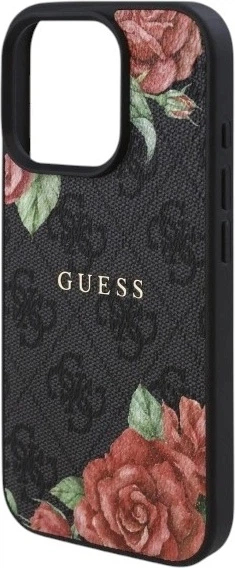 Etui Guess 4G Flowers Print MagSafe do Apple iPhone 16 Pro Max Black (GUHMP16XP4ROPEMCK) - obraz 6