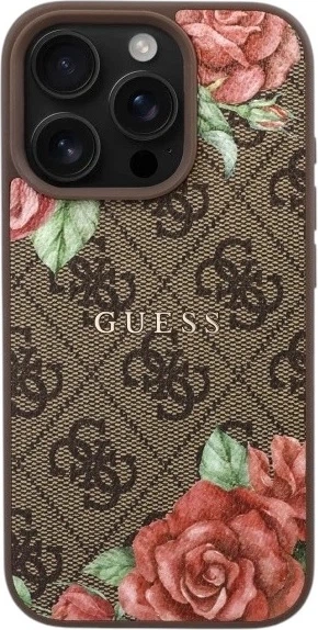 Etui Guess 4G Flowers Print MagSafe do Apple iPhone 16 Pro Max Brown (GUHMP16XP4ROPEMCW) - obraz 2