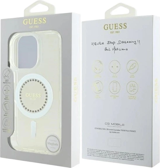 Etui Guess IML Rhinestones MagSafe do Apple iPhone 16 Pro Max White (GUHMP16XPFTDTEH) - obraz 8
