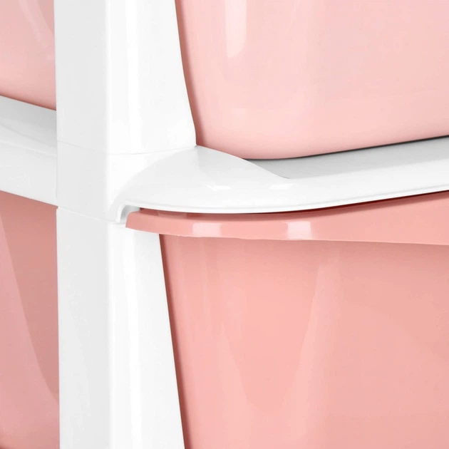 Полиця для іграшок Springos HA0212 з 4 шухлядами на колесах Рожево-біла (5908455300476) - зображення 12